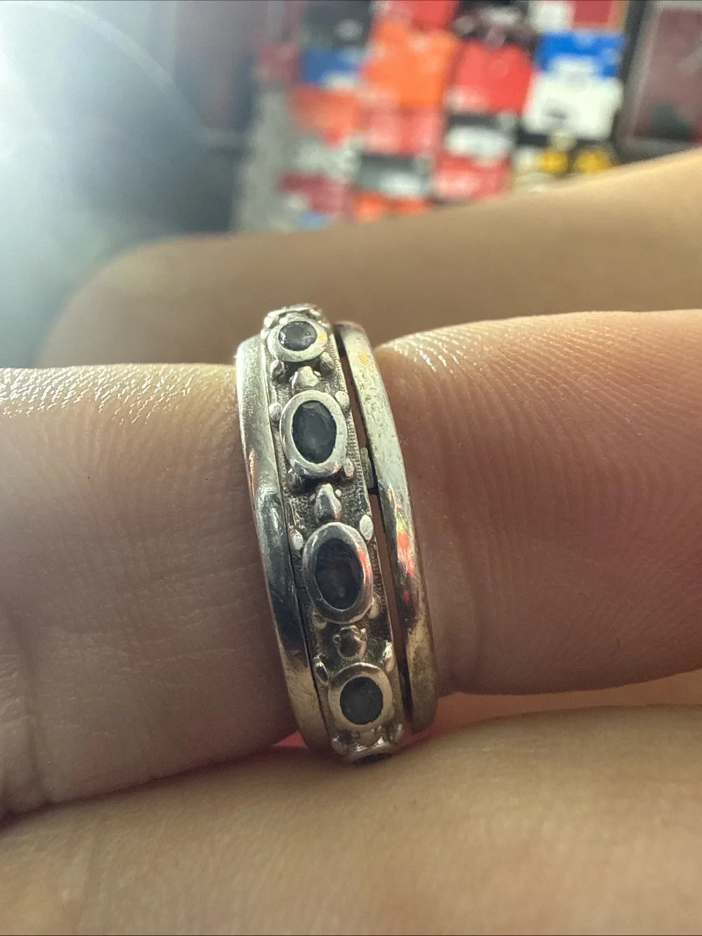 Sterling Silver Blue Gemstone Band